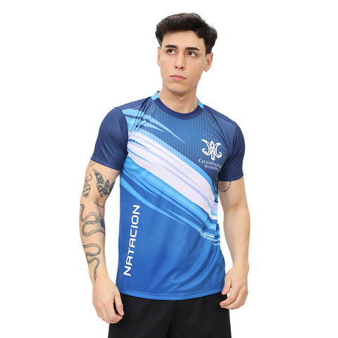 Camiseta Champagnat azul marino azulino celeste