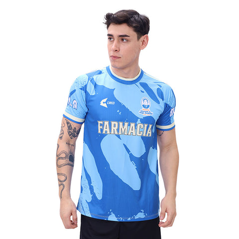 Camiseta Hospital Manuel Higa Arakaki Satipo celeste azulino crema