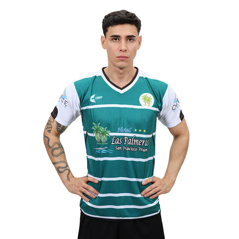 Camiseta Hotel Las Palmeras VRAEM verde blanco negro