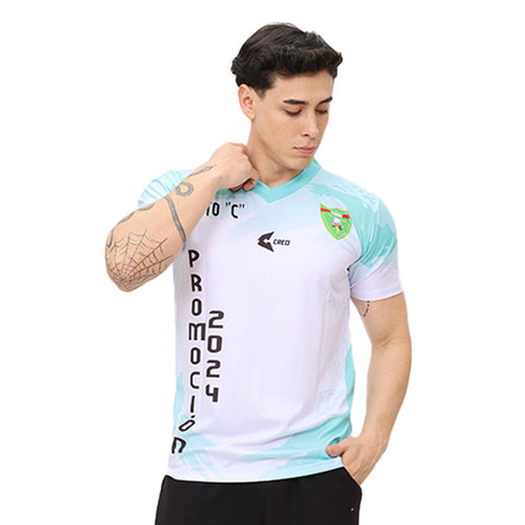 Camiseta IEE Nuestra Señora de las Mercedes Puerto Maldonado blanco verde jade
