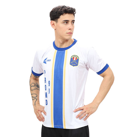 Camiseta Promo 99 CETI Pedro E Paulet Huacho blanco azulino amarillo oro