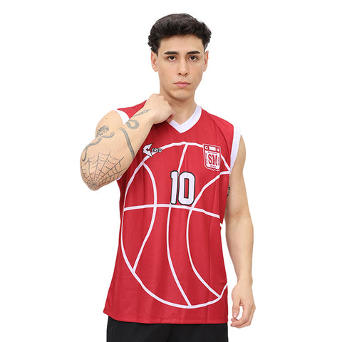 Camiseta básquet CN San Miguel Piura granate blanco
