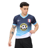 Camiseta reversible Promoción 1997 Colegio Santa Rosa Sullana azul marino celeste blanco plata