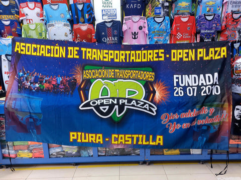Banderola Asociación de Transportistas Open Plaza Piura