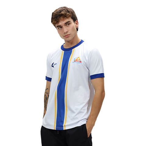 Camiseta CONAMULTISERVIS blanco azulino amarillo oro