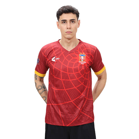 Camiseta CS San Luis Gonzaga Promoción 2005 Huánuco Roma granate rojo amarillo oro