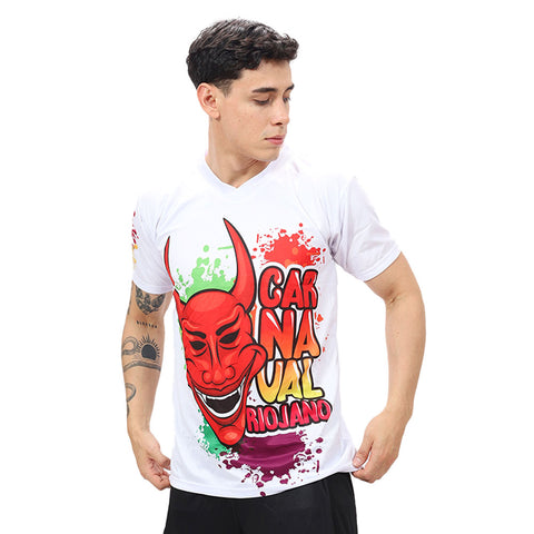Camiseta Carnaval Riojano blanco azul marino