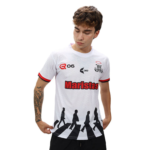 Camiseta Colegio Cristo Rey Maristas Promo 06 Cajamarca blanco rojo negro