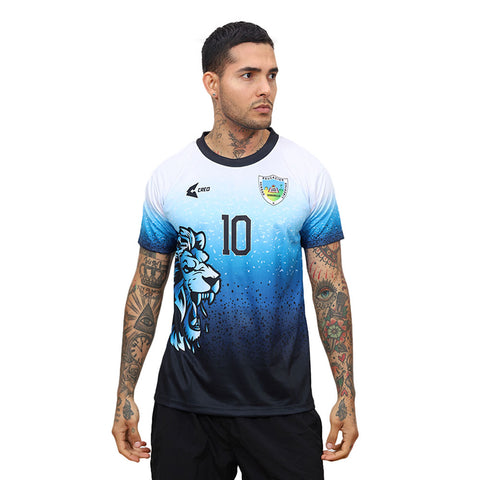 Camiseta EPMN Sondorillo León blanco celeste azul marino