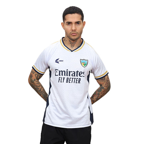Camiseta EPMN Sondorillo Real Madrid blanco azul marino dorado