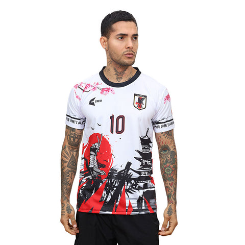 Camiseta Japón Samurai blanco negro rojo