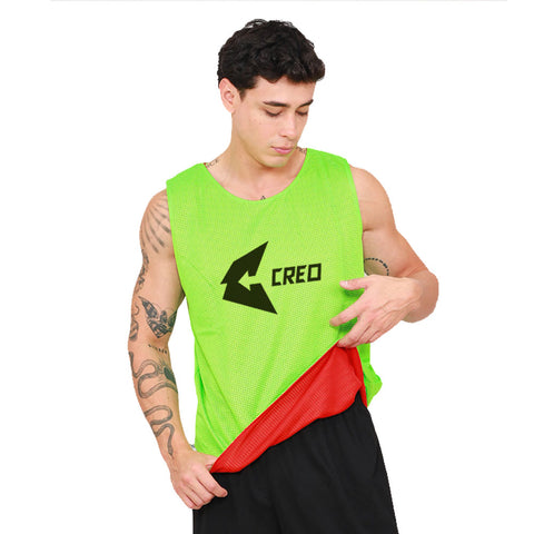 Chaleco deportivo reversible rojo verde neon